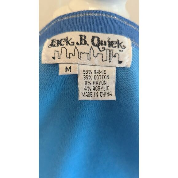 Jack B Quick blue striped nautical pattern cardigan sweater womens size medium - Picture 10 of 11